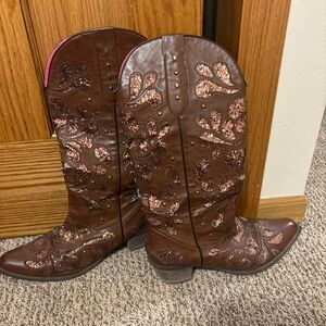 Brown Embroidered Cowboy Boots